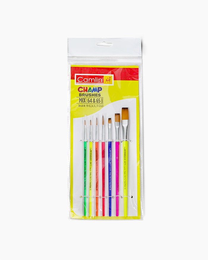 Camel Champ Brushes Assorted pack of 7 brushes,Round - Series 64 & Flat-Series  65