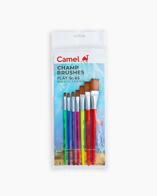 Camel Champ Brushes Assorted pack of 7 brushes,Flat-Series  65