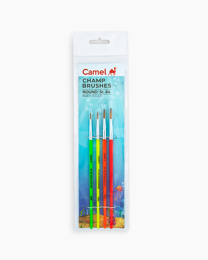 Camel Champ Brushes Assorted pack of 4 brushes,Round - Series 64