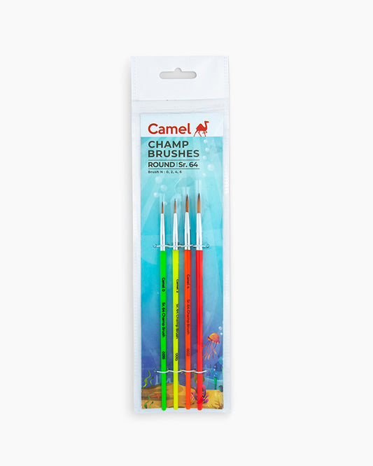 Camel Champ Brushes Assorted pack of 4 brushes,Round - Series 64