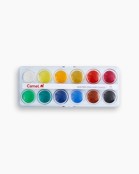 Camel Student Water Colours Assorted box of cakes, 12 shades with lens type lid