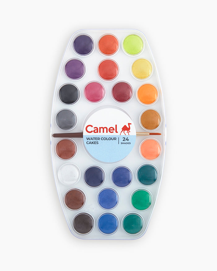 Camel Student Water Colours Assorted box of cakes, 24 shades with lens type lid