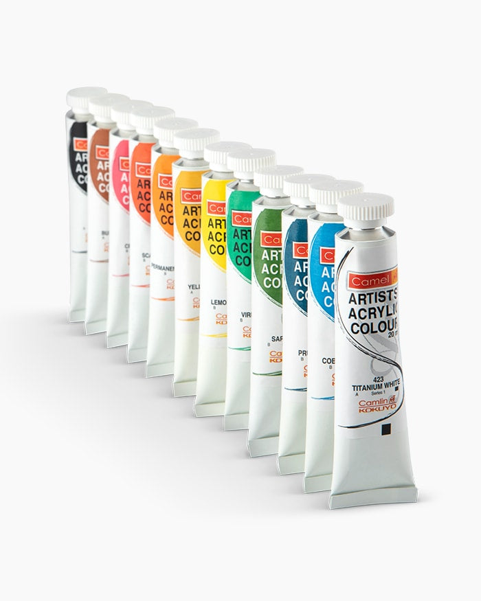 Camel Artist Acrylic Colour 12 Shades Each 20 ML Tubes Painting Shading Sketching Art & Craft For Artists Kids Students Beginners & Painters