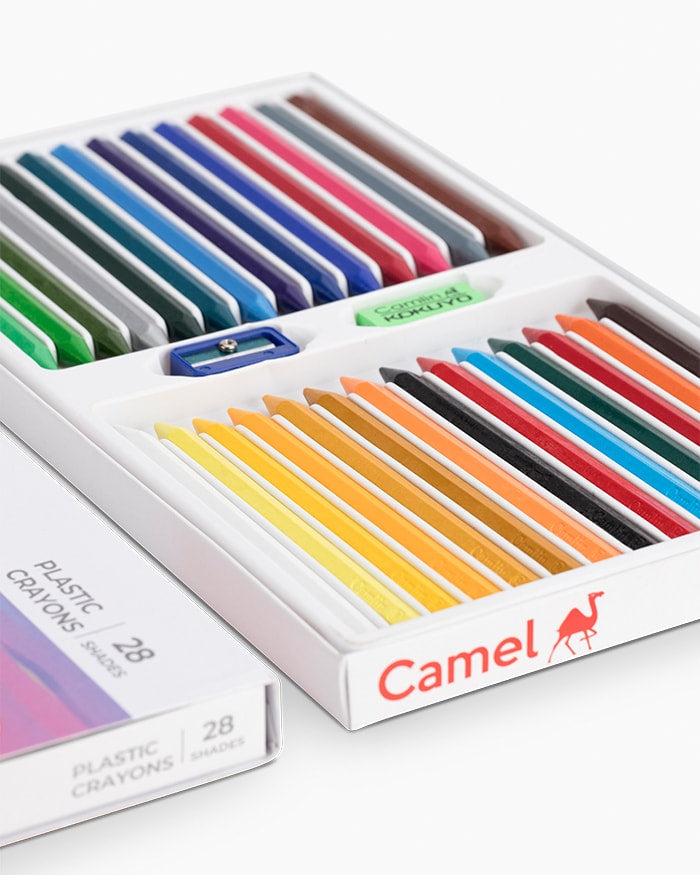 Camel Plastic Crayons Assorted pack of 28 shades,Hexagonal