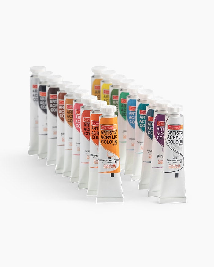 Camel Artist Acrylic Colour 18 Shades Each 20ML Tubes Painting Shading Skeching Art & Craft For Artists Kids Students & Painters Canvas Paint