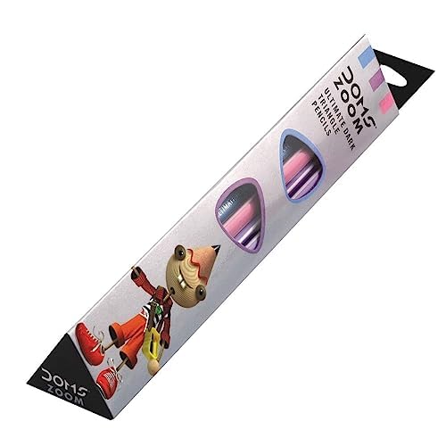 Doms Zoom Ultimate Dark Pencil Box | Triangular Shape For Easy Holding & Comfort | Free Eraser & Sharpener | Dark & Neat Handwriting | Pack of 3 Boxes