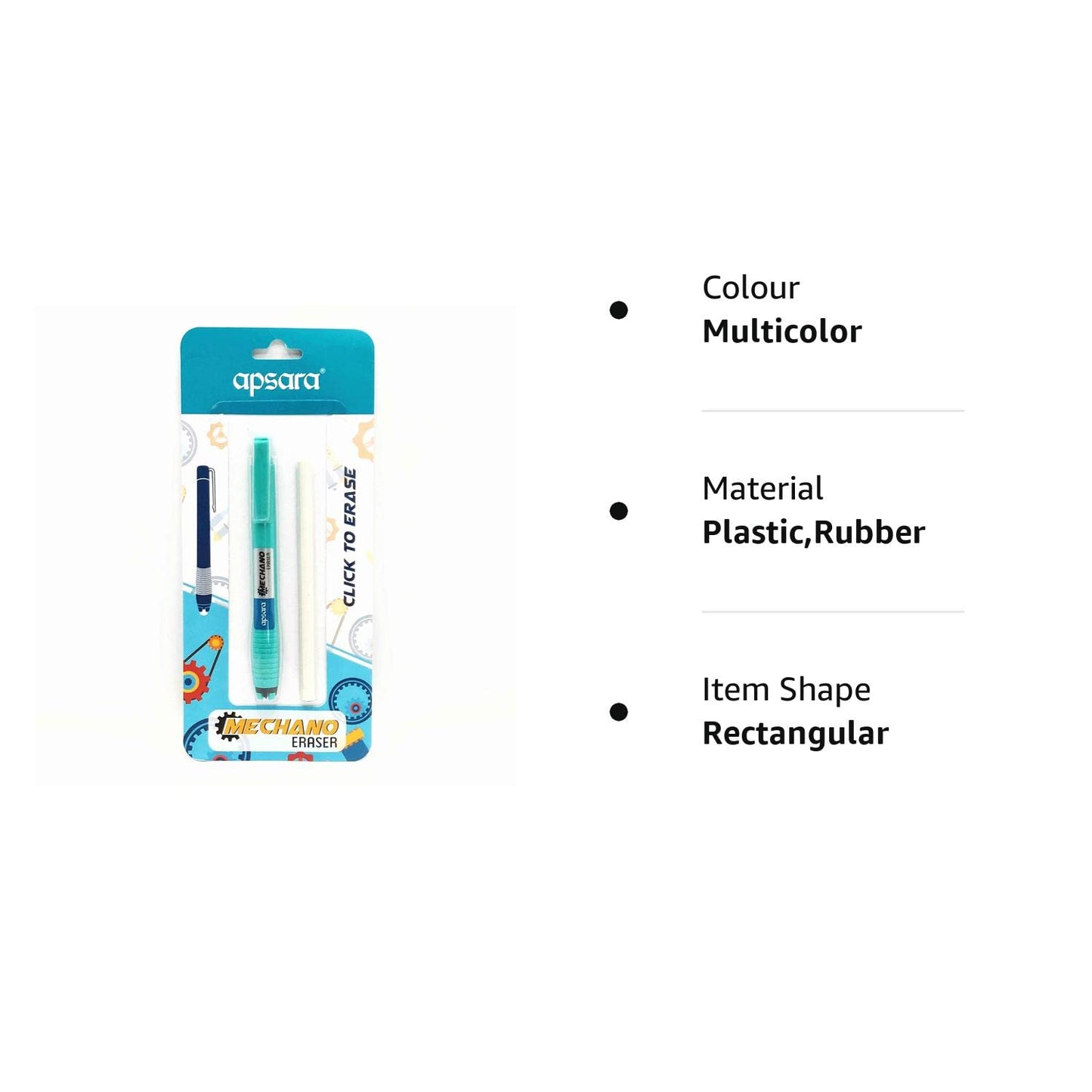 Apsara Mechano Eraser,Click Mechanism Eraser,Comfortable Grip Handle,Clean Eraser with Plastic Container,Students & Artist,Pack of 5