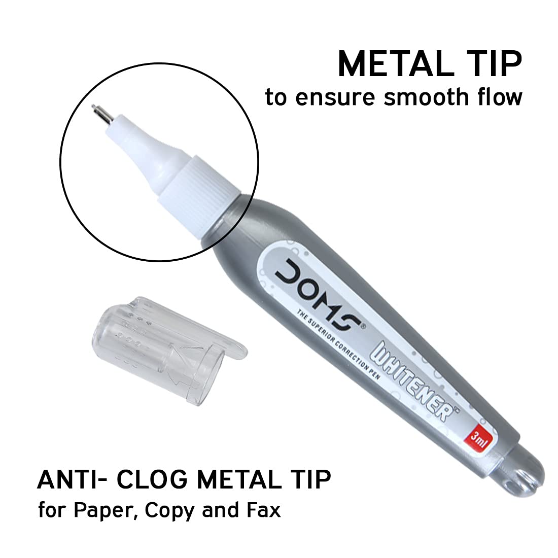 DOMS Non-Toxic Superior Correction Pen 3ml| Whitener | Pack Of 6