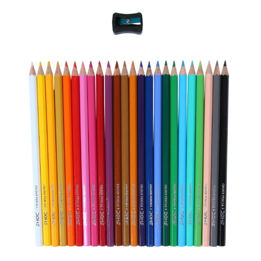 DOMS 24 Shades Color Pencils|Hexagonal Shaped Body For Comfortable Grip|Bright&Playful Colors|Free Sharpner With Each Pack|Non-Toxic&Safe For Children