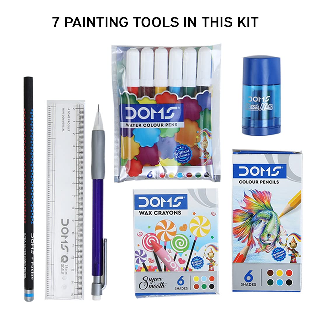 Doms Plastic Wow Craft Kit | Perfect Value Pack | Kit for Creative Minds | Gifting Range for Kids | Combination of 7 Stationery Items
