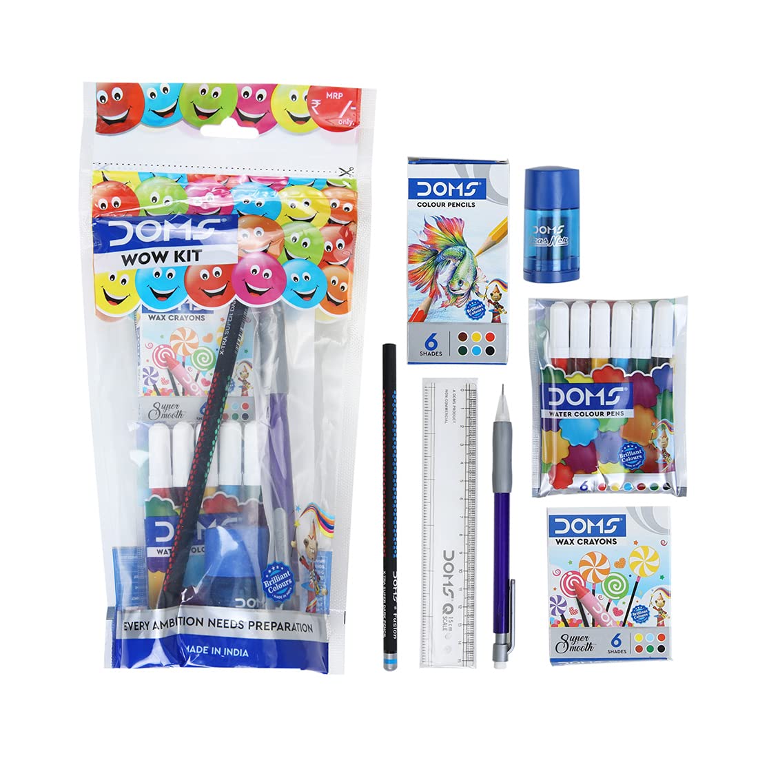 Doms Plastic Wow Craft Kit | Perfect Value Pack | Kit for Creative Minds | Gifting Range for Kids | Combination of 7 Stationery Items