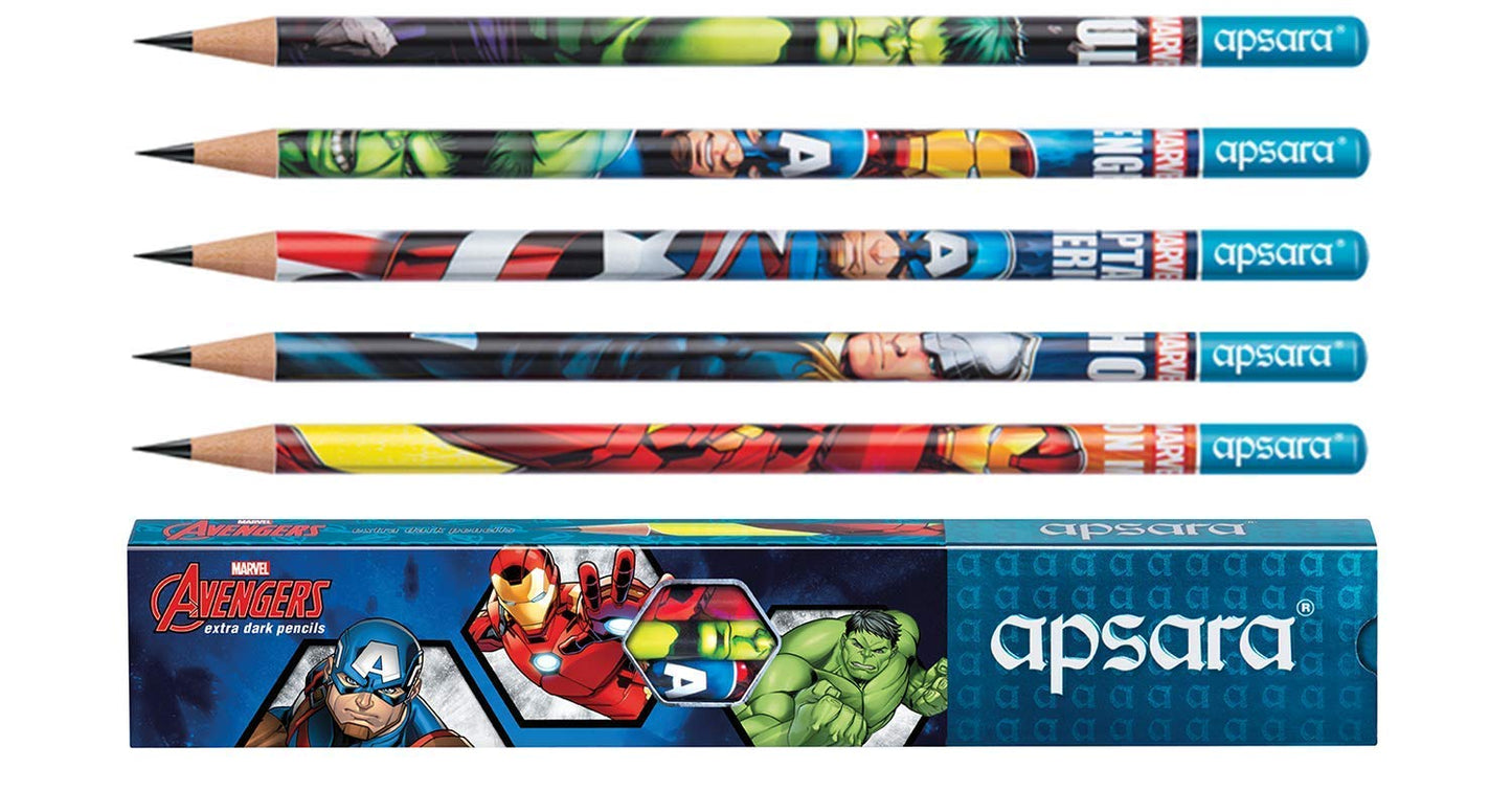 APSARA Wooden Marvel Avengers Extra Dark Pencil Pack Of 2 Box