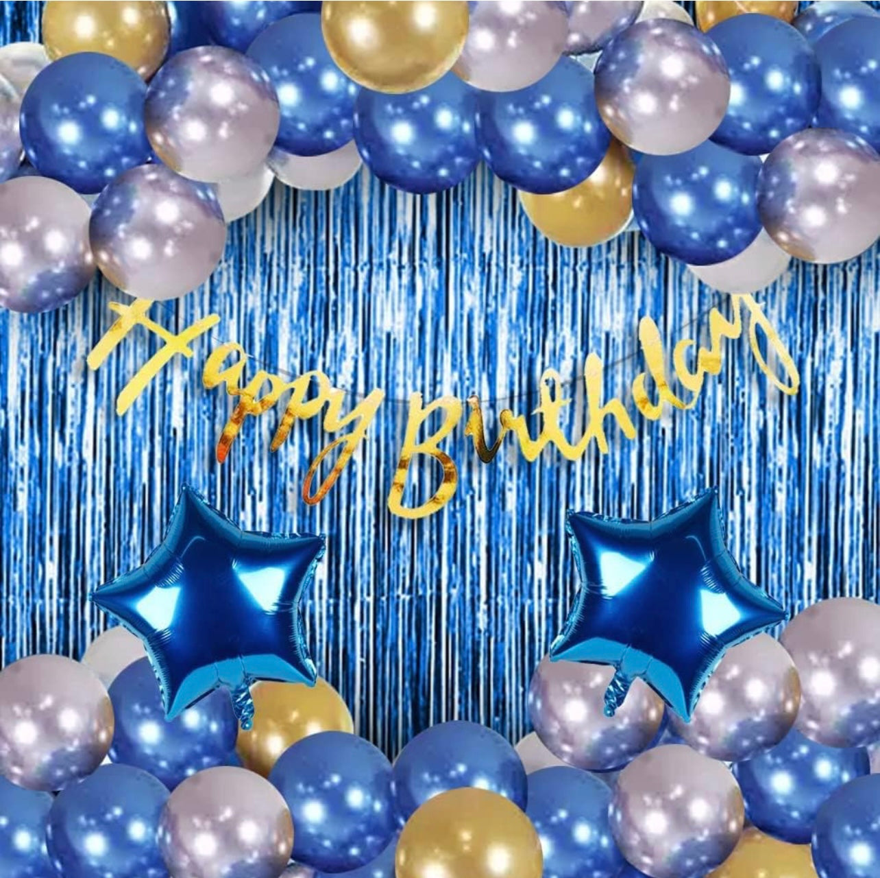Surat Decoration Foil, Latex, Paper Banner Blue Birthday Decoration Items - 41 Pcs Birthday Decorations Kit|Happy Birthday Decorations For Boys/Husband|Blue Balloons For Birthday Decorations