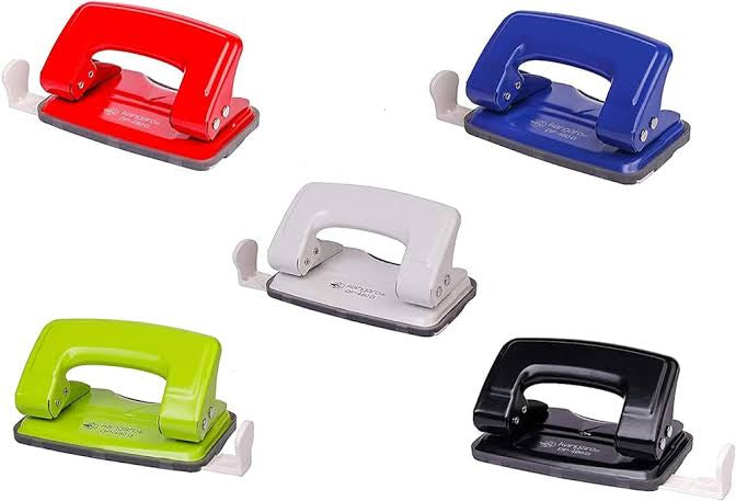 Kangaro Desk Essentials DP-480 2 Hole Metal Classic Mini Paper Punch | Removable Chip Tray with Durable Steel Consecution | Color May Vary, Pack of 1