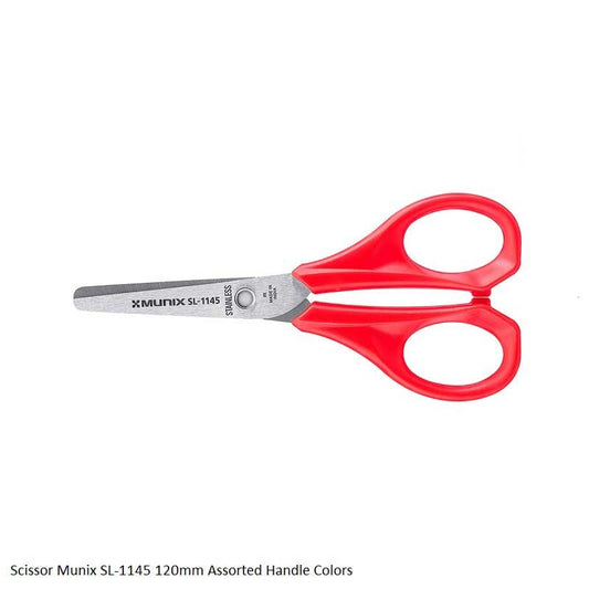 Munix Kids SL-1145 120 mm / 4.7" Stainless Steel Scissors | Pointed Tip with Shock Proof Body |Color May Vary