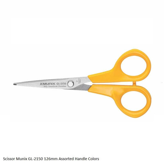 Munix GL-2150 126 mm / 4.9" Stainless Steel Scissors | Pointed Thin Tip with Shock Proof Body | Pack of 1 - Color May Vary