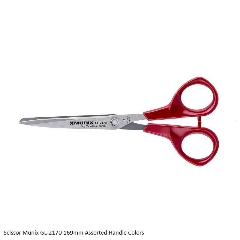 Munix GL-2170 169 mm / 6.6" Stainless Steel Scissors | Round Tip with Curved Blades & Shock Proof Body | Pack of 1 - Colour May Vary