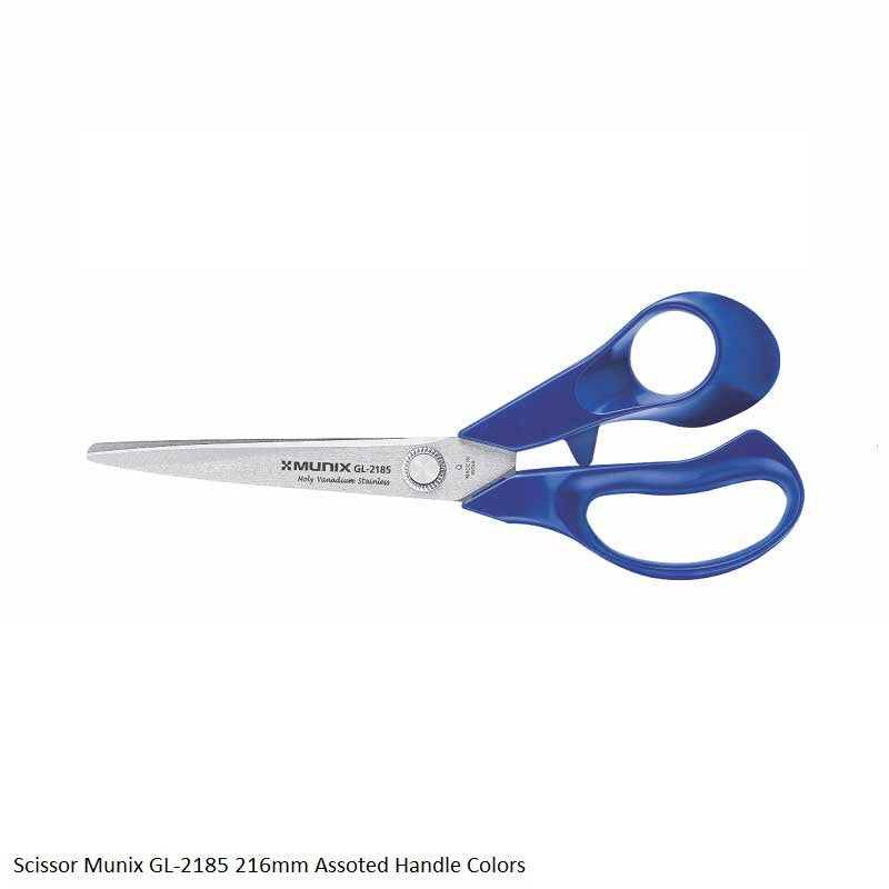 Munix GL-2185 216 mm / 8.5" Stainless Steel Scissors | Round Tip with Curved Blades | Ergonomic & Comfortable Handles |  Color May Vary