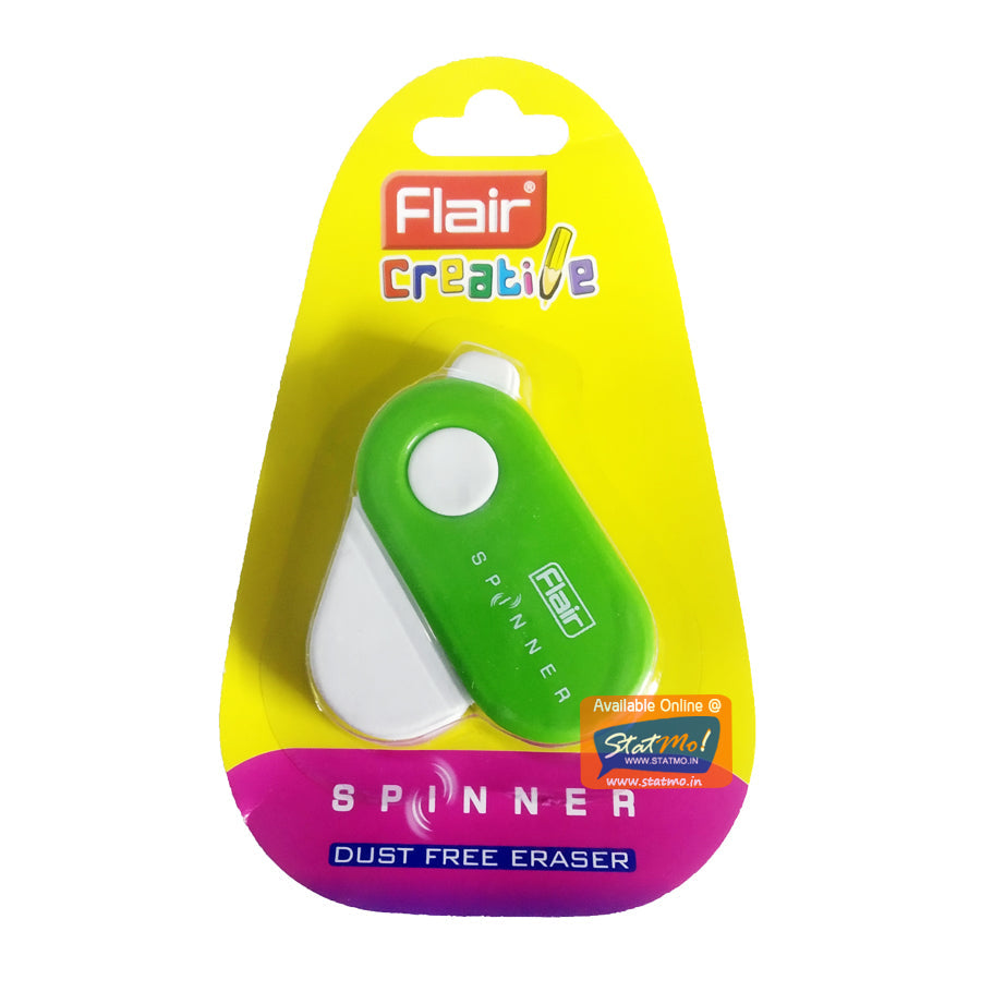 Flair Creative Series Non Toxic Spinner Eraser Blister Set | Neat & Dust Free Erasing | 360 Degree Rotatable with Lock Mechanism | Playful Body Colors | Pack of 5 Erasers