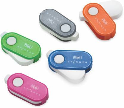 Flair Creative Series Non Toxic Spinner Eraser Blister Set | Neat & Dust Free Erasing | 360 Degree Rotatable with Lock Mechanism | Playful Body Colors | Pack of 5 Erasers