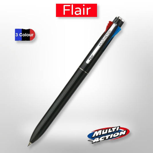 Flair Multi Action 3- In-1 Ball Pen | Smooth & Effortless Writing With Sleek Clip Design | Pack of 5 Pens | Body Colour May be Very