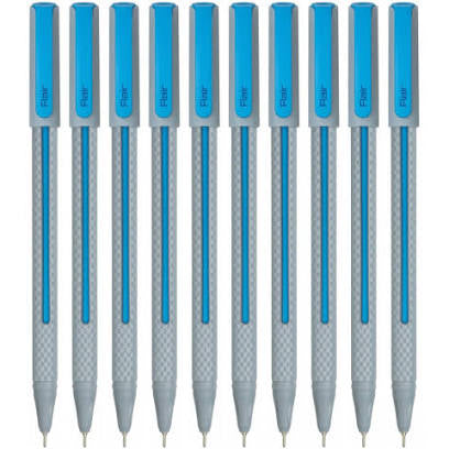 FLAIR Yolo 0.6mm Ball Pen Box Pack | Light Weight Sleek Body With Smooth Performance | Low-Viscosity Ink For Smudge Free, Fine & Smooth Writing | Blue Ink, Pack of 10 Pens