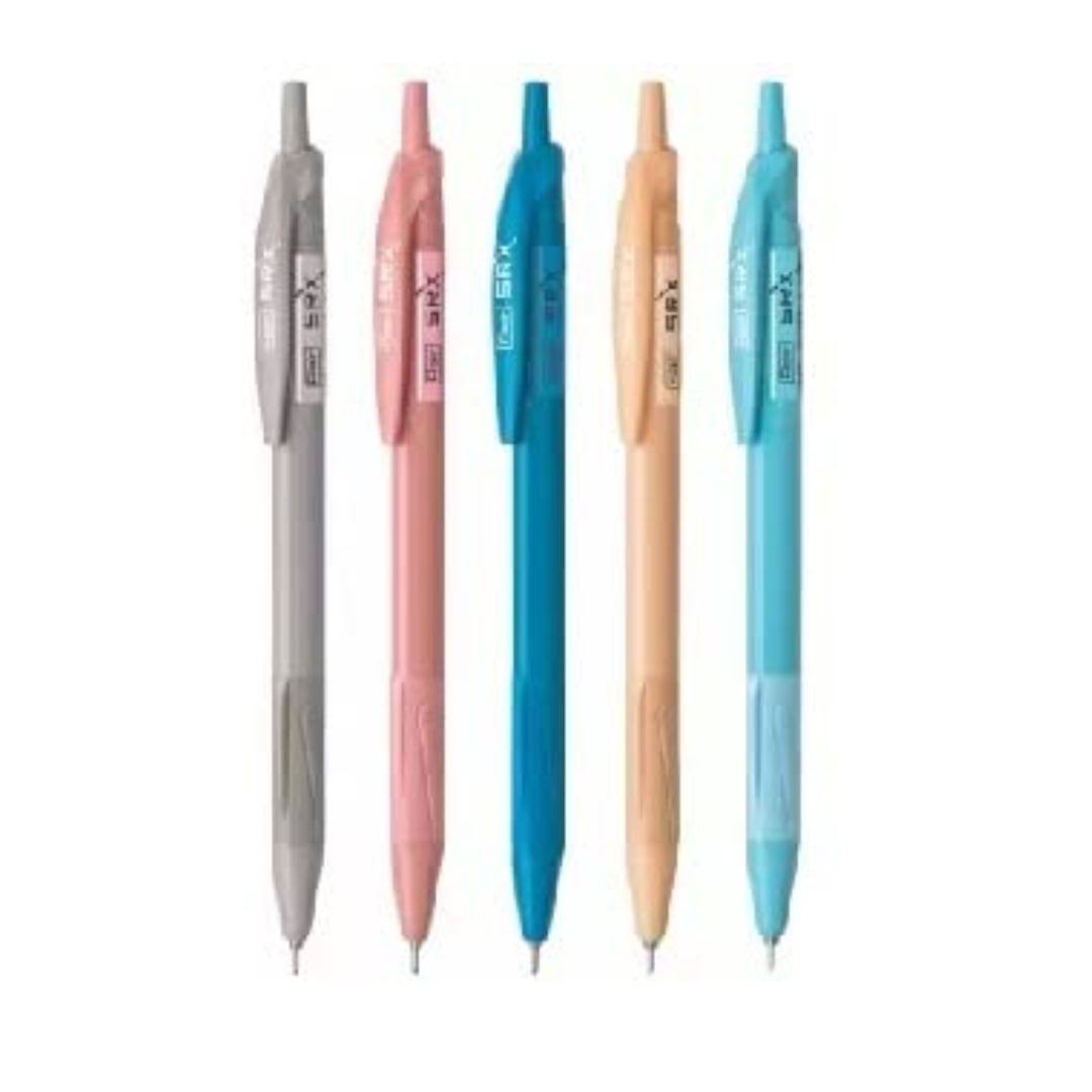 Flair Srx 0.7mm Retractable Ball Pen Wallet Pack | Triangular Body Design For Better Grip | Light Weight Refillable | Smooth Writing Experience | Vibrant Solid Body Colours | Blue Ink, Pack of 10 Pens