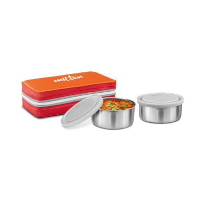 MILTON New Mini Lunch Insulated Tiffin, Set of 2, (280 ml Each), with Jacket