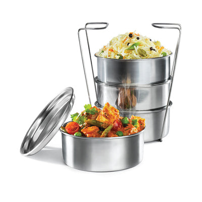 Milton Legend 4 thermosteel Tiffin Box, (4 containers) 260 ml, Silver