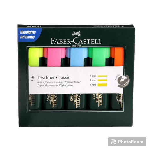 Faber-Castell Fine Textliner - Pack of 5 (Assorted)