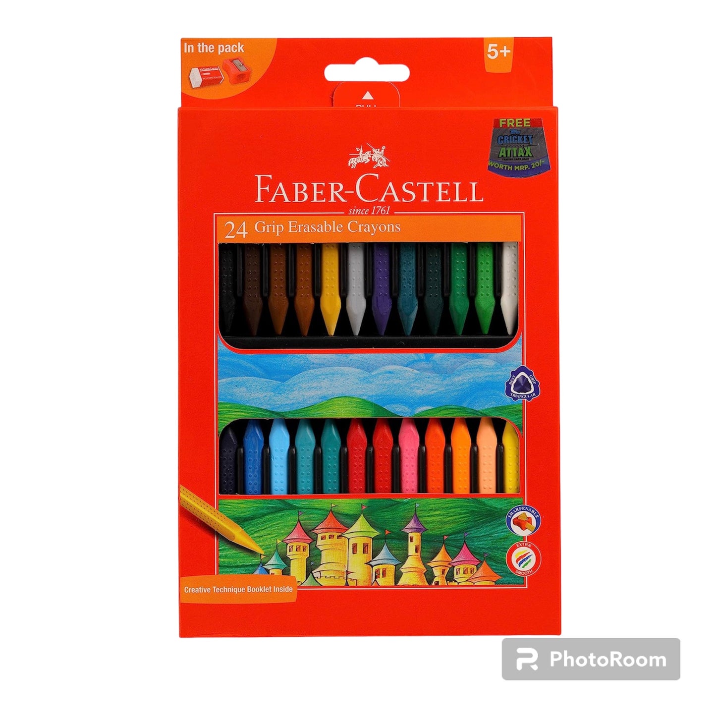 Faber-Castell Grip Erasable Crayon Set - Pack of 24 (Assorted)