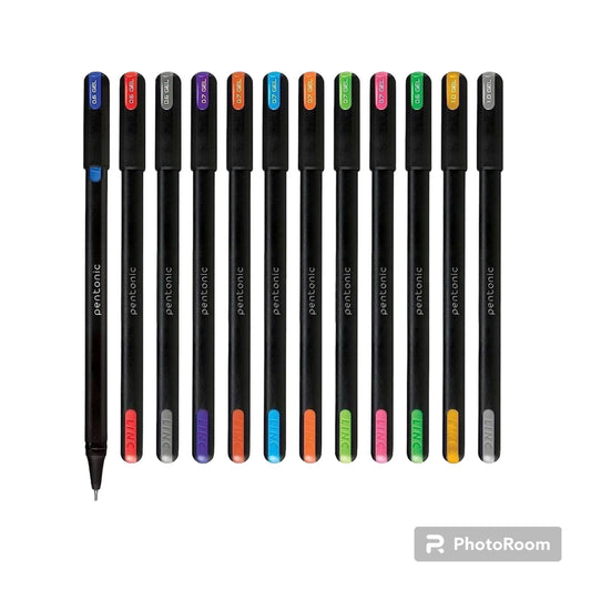 Pentonic Multicolor Assorted Gel Pen with Hard Box Case 12 pcs 