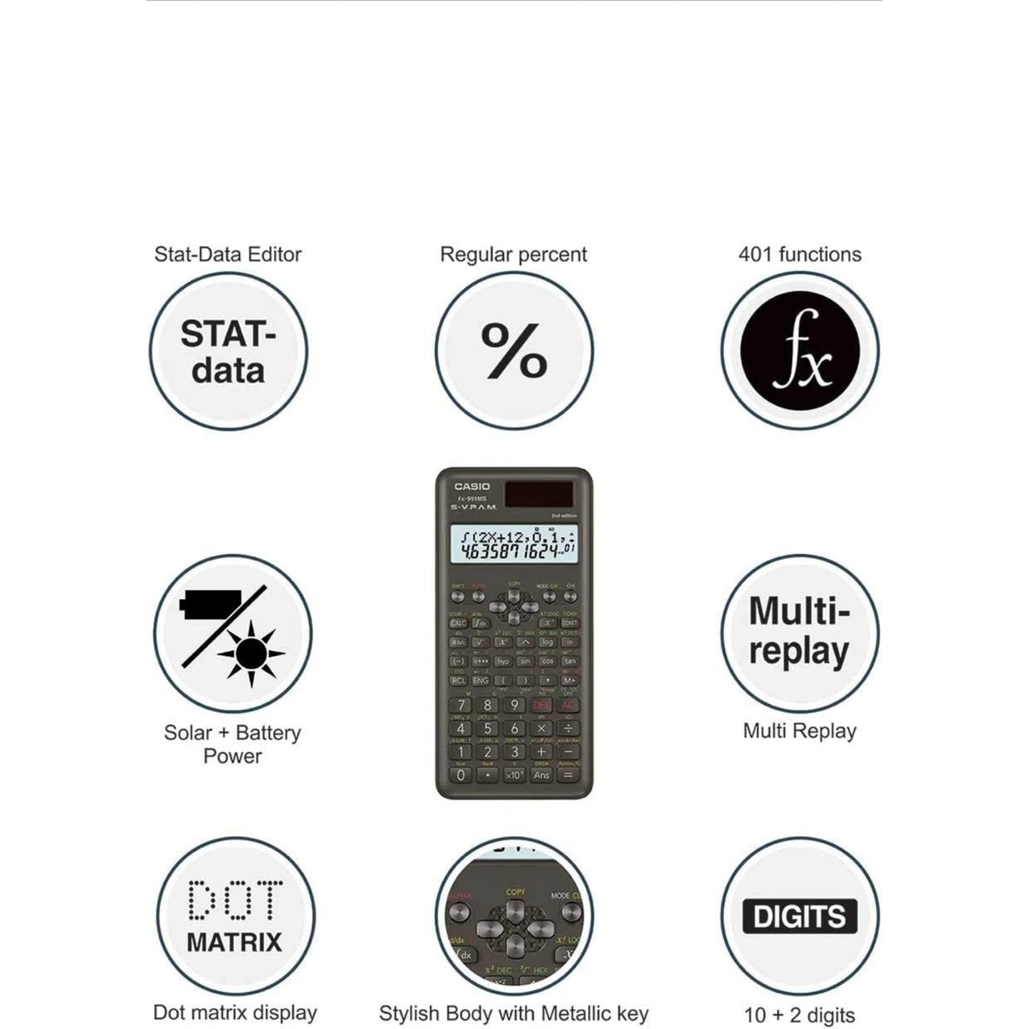 Casio FX-991MS 2nd Gen Non-Programmable Scientific Calculator,