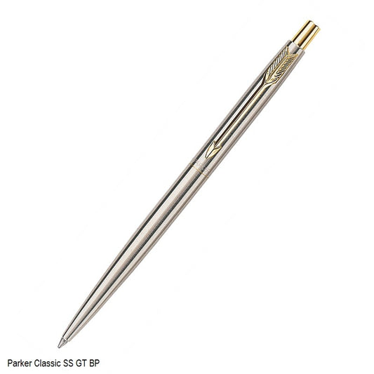 PARKER CLASSIC STAINLESS STEEL GOLDEN TRIM BALLPOINT PEN