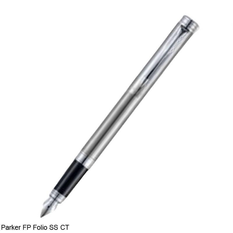 PARKER FOLIO STAINLESS STEEL CHROME TRIM FOUNTAIN PEN