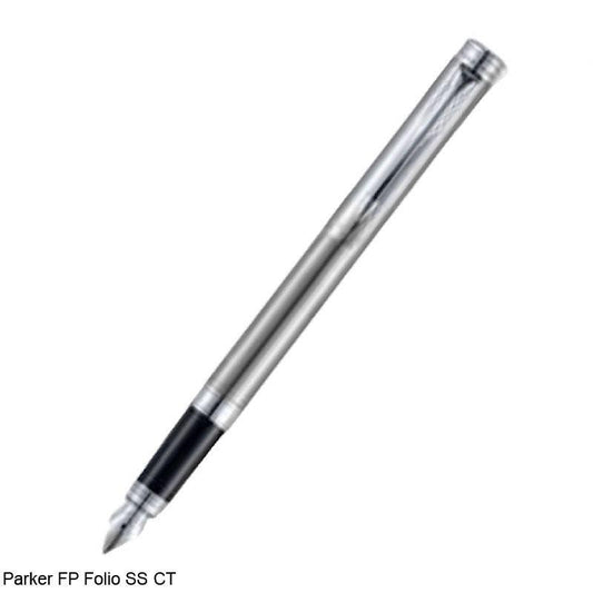 PARKER FOLIO STAINLESS STEEL CHROME TRIM FOUNTAIN PEN