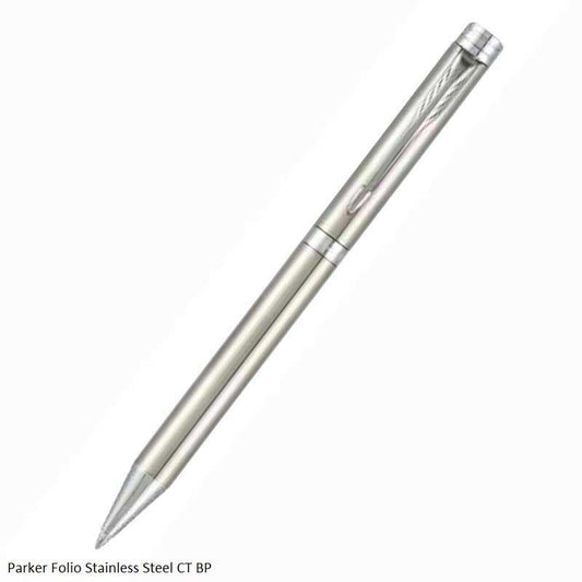 Parker Folio Stainless Steel Chrome Trim Ball Pen