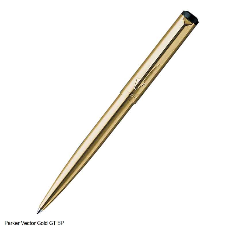 PARKER VECTOR GOLD BALLPOINT PEN WITH GOLD PLATED CLIP