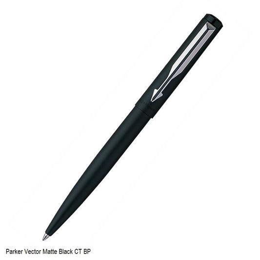 PARKER VECTOR MATTE BLACK CHROME TRIM BALLPOINT PEN